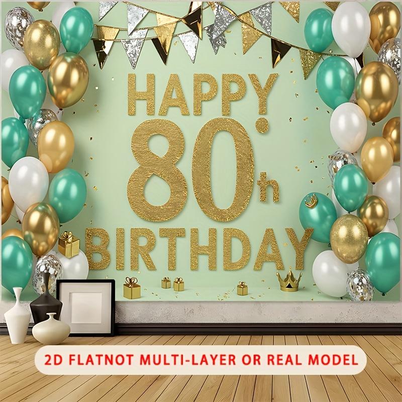 80th Birthday Party Banner, Polyester Photo Props for Home Wall and Room Decor