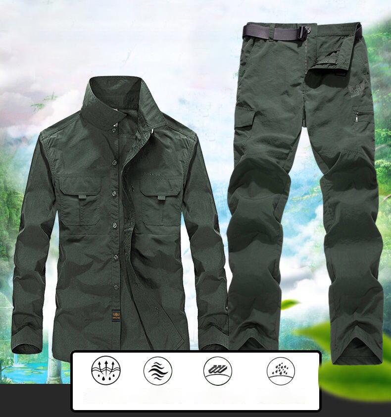 Летняя рабочая одежда с длинными рукавами, мужской эластичный комплект, свободная дышащая одежда с защитой от солнца