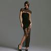 New Lace Shawl Tube Top Dress Sexy Slim Backless Split Dress Women