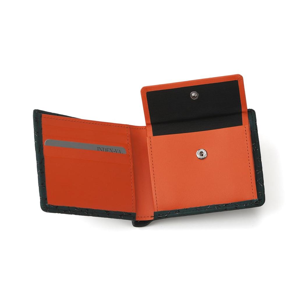 [Инден-я] Инден ХИСОКА Хисока Традиционное ремесло Косю Инден Оленья кожа Лаковое Оригинальный бренд Кошелек Зеленый с черным лаковым дизайном Стрекоза