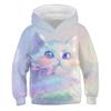 Толстовка с капюшоном и длинными рукавами для девочек, милый 3D-рисунок кошки, детская повседневная уличная кофта на весну и осень
