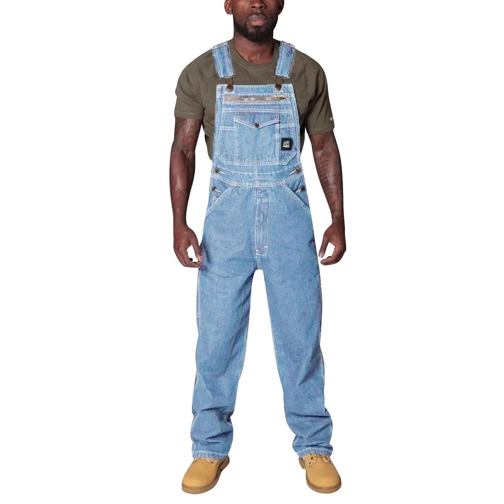 Винтажный прямой свободный комбинезон, джинсы с регулируемыми подтяжками, уличная одежда, мужские джинсы с нагрудником, большие размеры в европейском и американском стиле