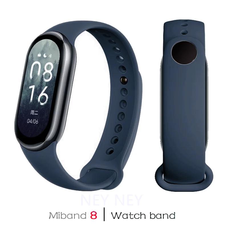 Спортивный ремешок для Xiaomi Mi band 8-9 NFC, сменный ремешок miband8, силиконовый браслет, умный браслет 8, водонепроницаемые ремешки для часов, аксессуары