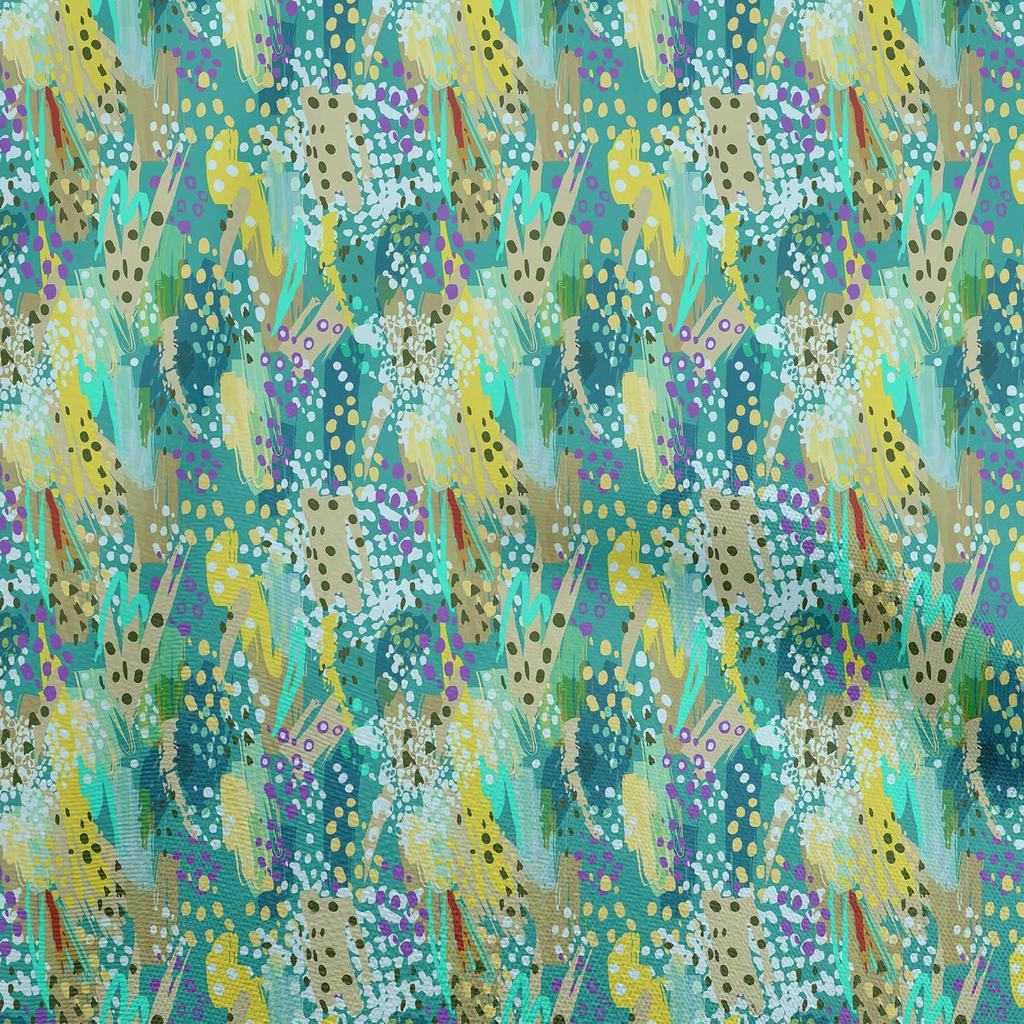 oneOone Cotton Flex Forest Green Fabric Abstract Brush Stroke& Dot Fabric For Sewing Printed Craft Fabric By The Yard 40 Inch
