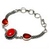 Ювелирный браслет с итальянским красным кораллом и гранатом 925 пробы, посеребренный, 6–8 дюймов