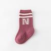 Letter N Socks Knit Soft for Kids Baby Middle Tube Stockings Long Socks for Infant Toddler Boys Girls Casual Athletic Sock