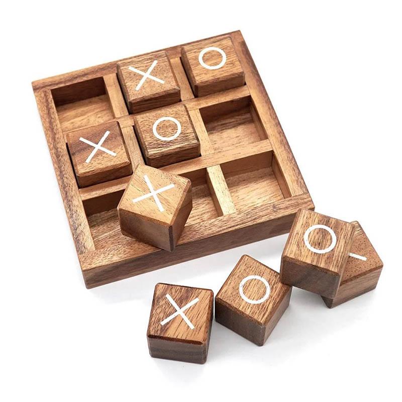 Wooden Tic Tac Toe Board Game XO Chess Parent Child Interaction Party Spiele Juegos De Mesas Para Toda La Familia