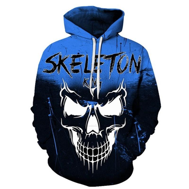 Mans Skull Printing Hoodies Autumn Fashion New Retro Hip Hop Style Hooded Sweatshirts Street Trend Leisure Comfortable Pullover