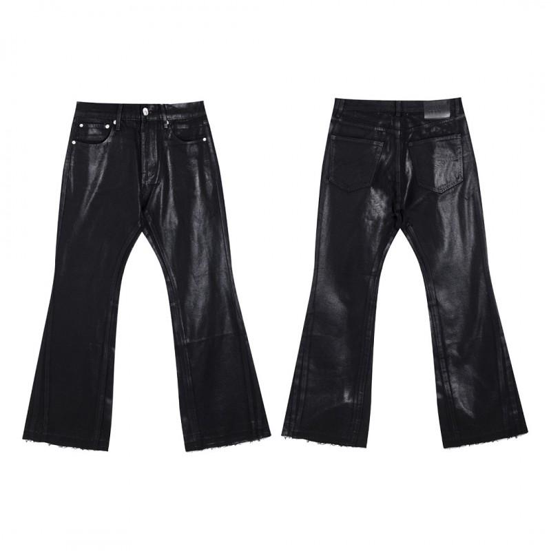 Mens High-waisted Flared Jeans Straight Leg Full Length Vintage Style Micro Stretch Casual