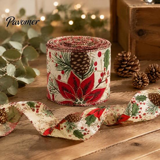 Проводная лента для рождественской елки, 1 рулон, мешковина для упаковки подарков, Декор, Праздничное украшение с винтажным узором, Имитация льняной ткани, Поделки и венки своими руками,