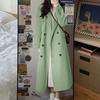 Женское осенне-зимнее длинное шерстяное пальто с лацканами и длинными рукавами, двубортная верхняя одежда с карманами, однотонное теплое женское пальто