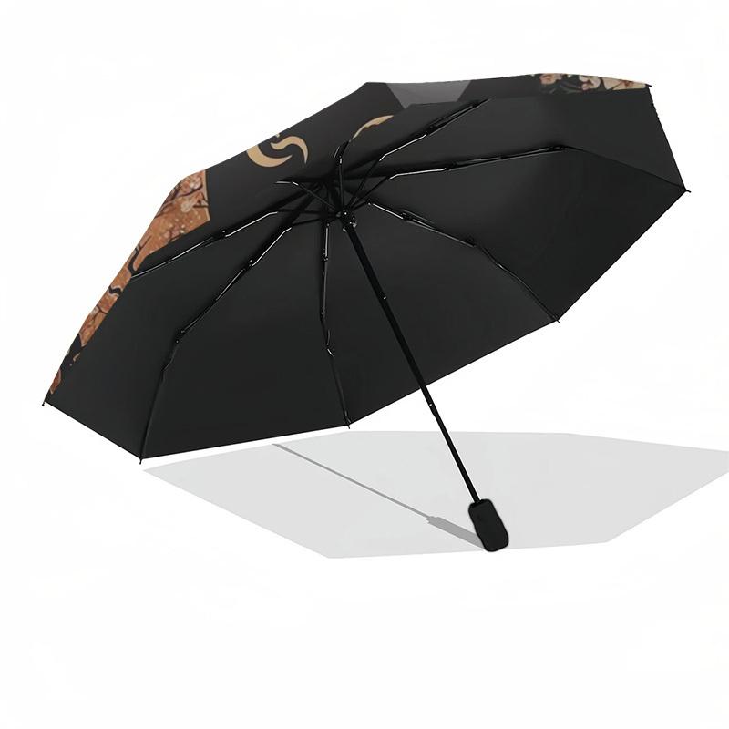 1pc Yin-Yang Wolves Blossoms Moon Umbrella with Plastic Handle,Suitable for All Seasons Home Travel Outdoor UmbrellaDD972