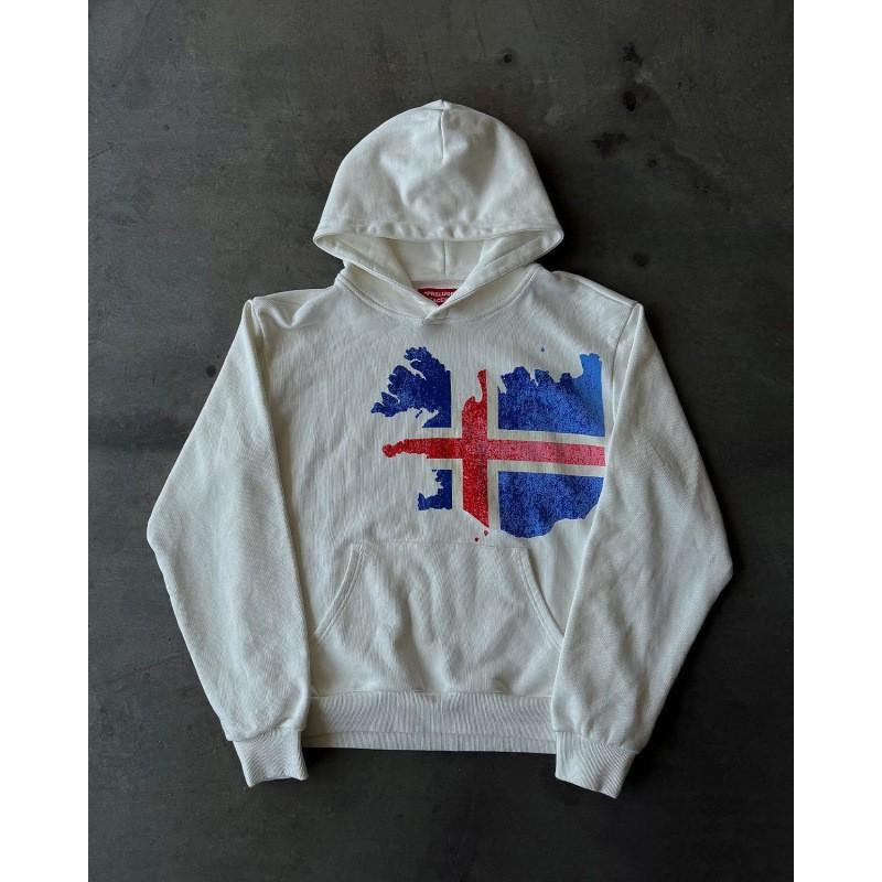 Mens Vintage Dark Print Hooded Sweatshirt Long Sleeve Loose Streetwear Y2K Casual Top