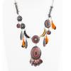 Les Trésors De Lily [R6236] - Designer Necklace 'Lilipoupettes' (indian Ethnicity) Silver Orange - 90x30 Mm
