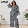 Spring and Autumn Women's Jumpsuit Large Size Comfortable Casual Tied Long Sleeve One-piece Straight Pants Trousers