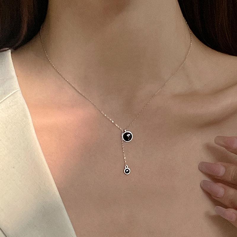 Простое ожерелье-чокер с круглыми бусинами и бахромой, женская цепочка для ключицы, подарок в холодном стиле, регулируемая цепочка-чокер, женская