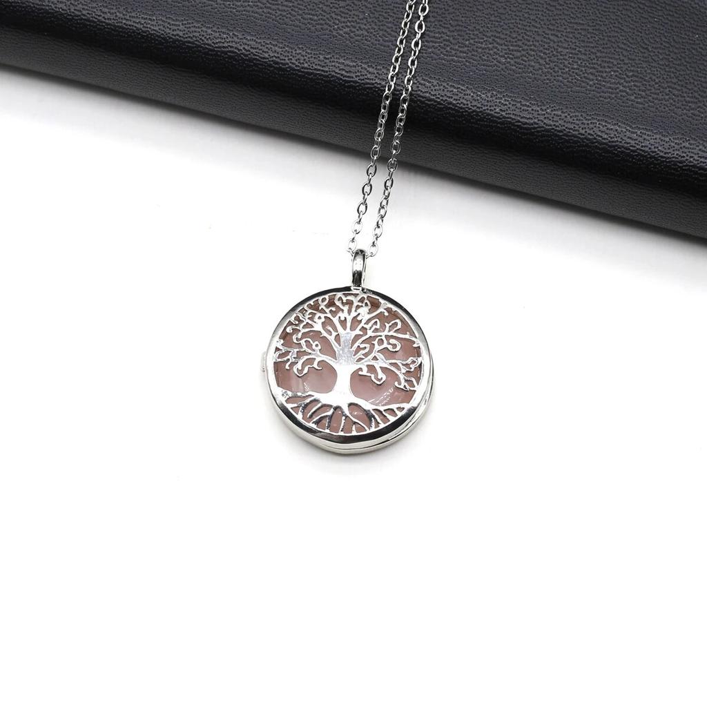 Ожерелье «Древо жизни» из натурального камня, бирюза/агаты, полая открытая подвеска для женщин и девочек, подарок на день рождения, длина цепочки 60 см