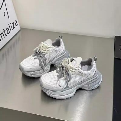 Премиальные универсальные кроссовки на жемчужной платформе в стиле «папины кроссовки» Париж женские весна 2025 с небольшой высотой подъема легкие повседневные спортивные туфли