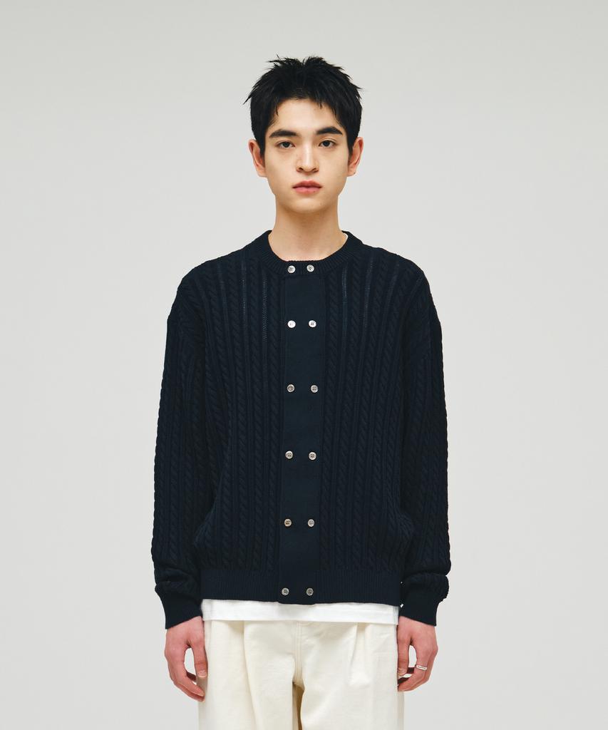 ECORR Cotton Cable Two-Button Cardigan_Navy