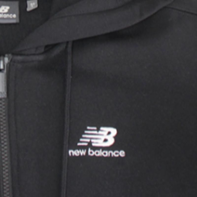 New Balance Nb ESSentialS Маленький логотип Французский Терри Мужская S и женская куртка с капюшоном на молнии Черный Nbmd
