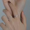 Korean Zircon Ring Personality Cross Open Adjustable Finger Rings for Women Silver Jewelry Accessories Party Gift