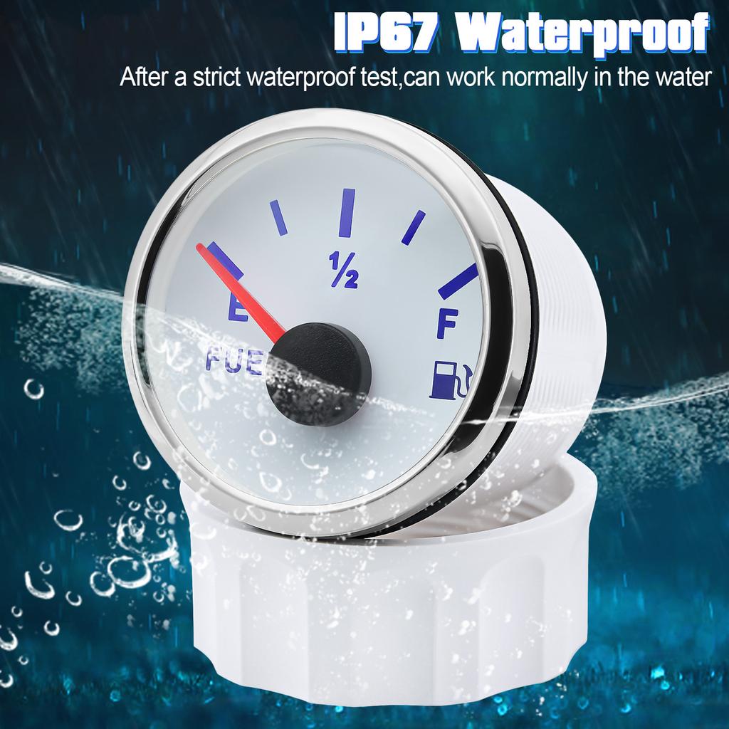 0-190 Ом 2" 52 мм Указатель уровня топлива с 8-цветной подсветкой Водонепроницаемый Индикатор уровня в масляном баке для автомобиля, дома на колесах, лодки, морской 12 В 24 В