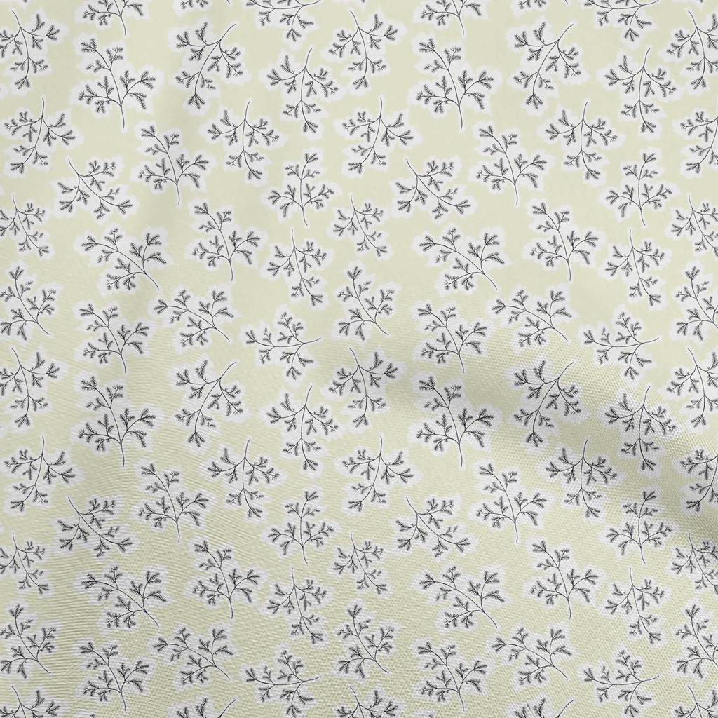 oneOone Cotton Flex Light Gray Fabric Leaves Diy Clothing Quilting Fabric Print Fabric By Yard 40 Inch