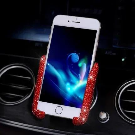Crystal Car Phone Holder Air Vent Mount Clip Diamond Universal Smartphone Stand Hands-Free Car Accessories Bracket for Women