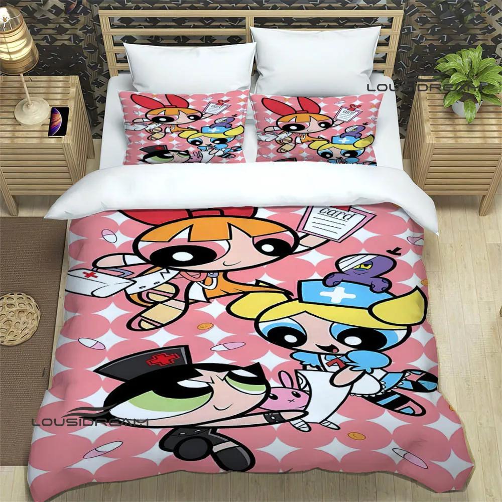 3D Мультяшные комплекты постельного белья P-Powerpuff-Girls изысканный набор постельных принадлежностей пододеяльник набор одеяло комплект постельного белья роскошный подарок на день рождения