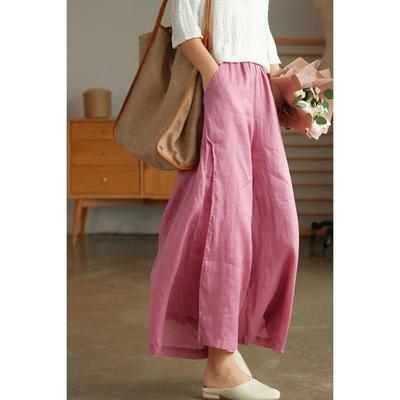 Женские летние литературные ретро хлопковые льняные широкие брюки свободные прямые брюки-девятиминутки