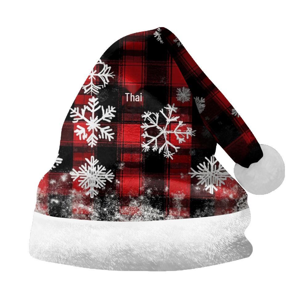 2024 Personalized Christmas Santa Hat - Short Plush, Printed, for Adults & Kids