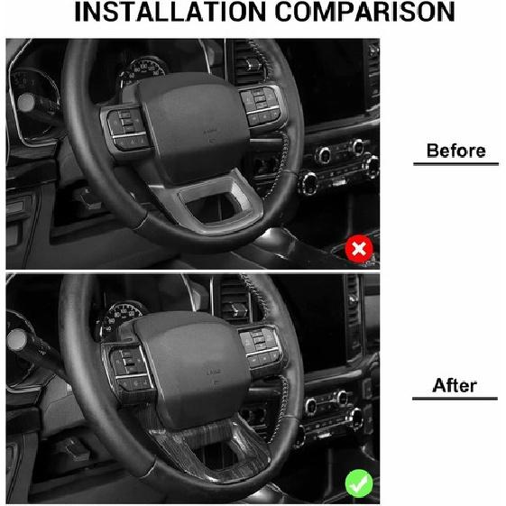 Inner Steering Wheel Panel Cover Trim For Ford F150 + Black Wood Accessories