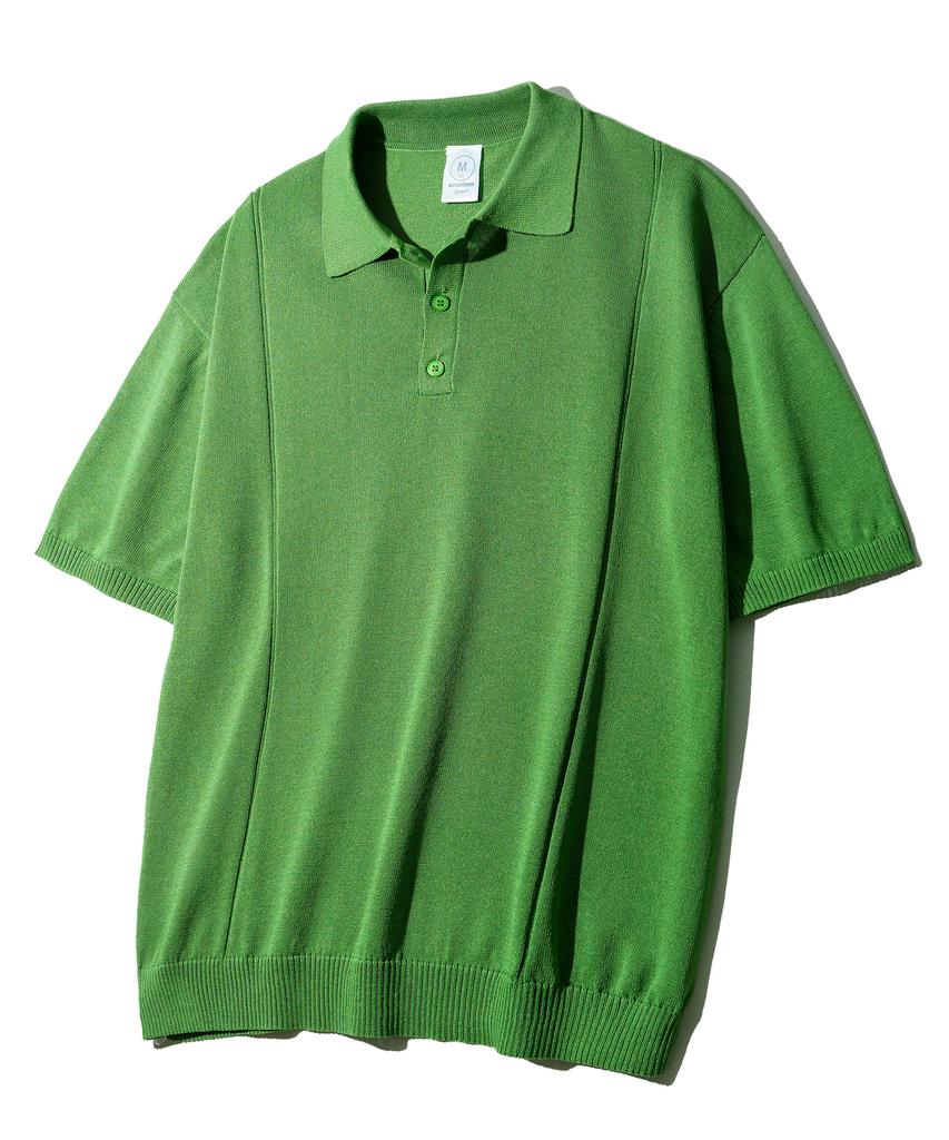 JEMUT Epic Like Linen Short Sleeve Collared Knit Green Sokn2562