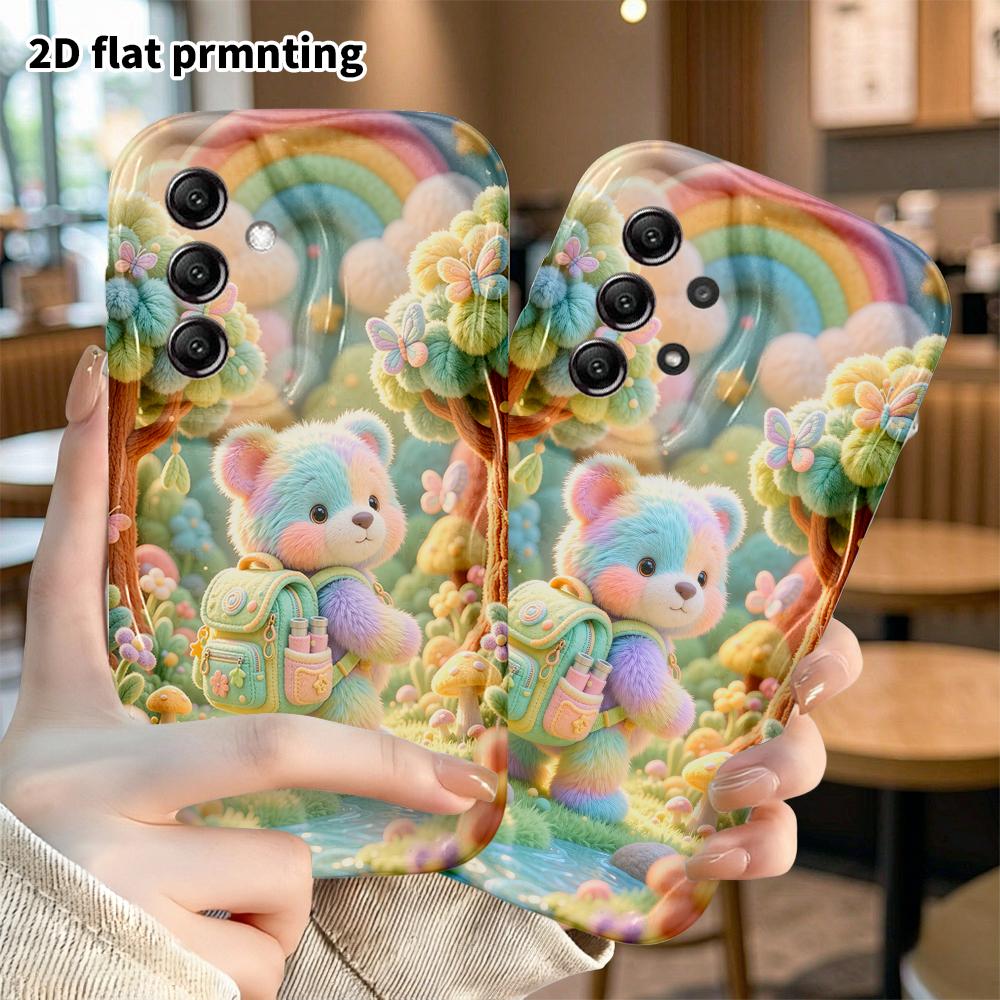 Phone Case: 2D flat, fits Samsung Galaxy A34 A35 M05 M06 S20 S22 S21 FE Plus 5G protective case, forest adventure little bear, perfect Christmas and H