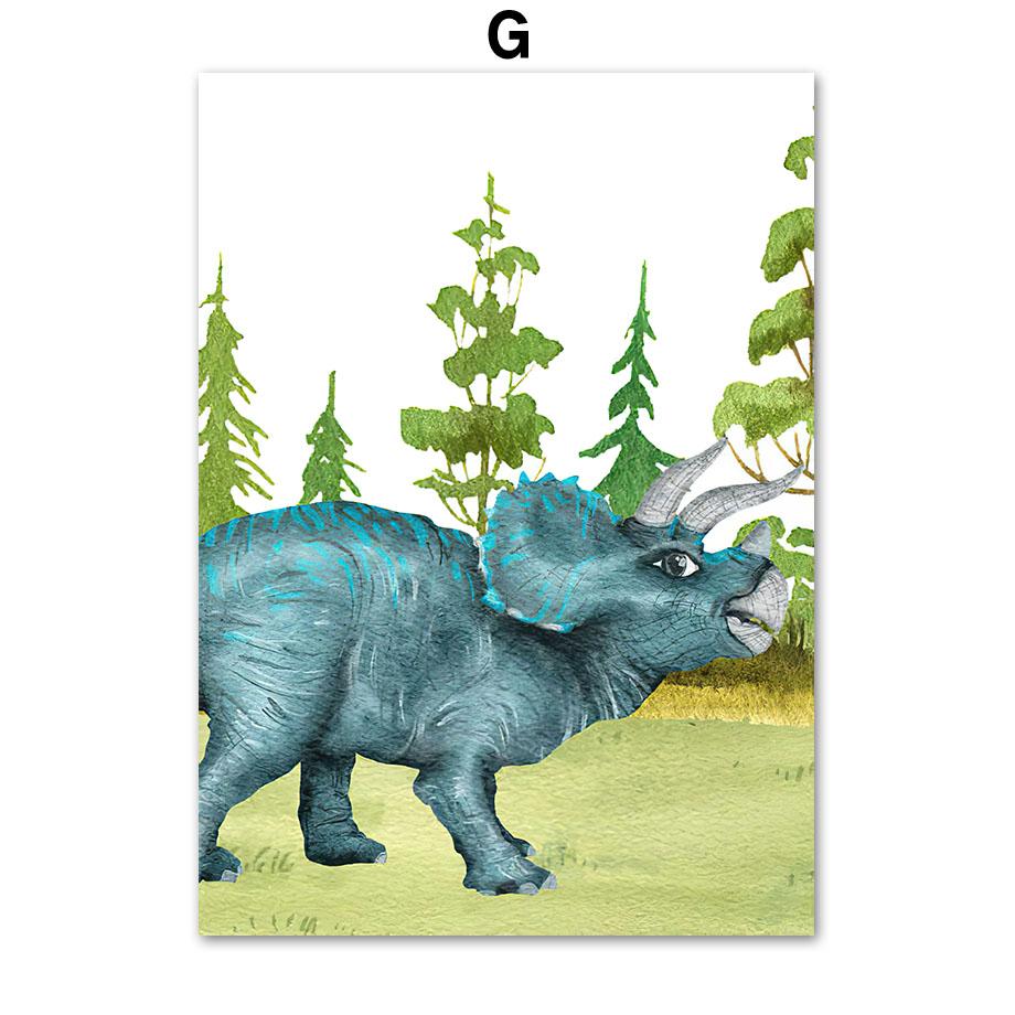 T-rex Стегозавр Птерозавр Динозавр Юрского периода Детская Настенная картина на холсте Плакаты и принты Картинки Мальчик Детская комната Декор