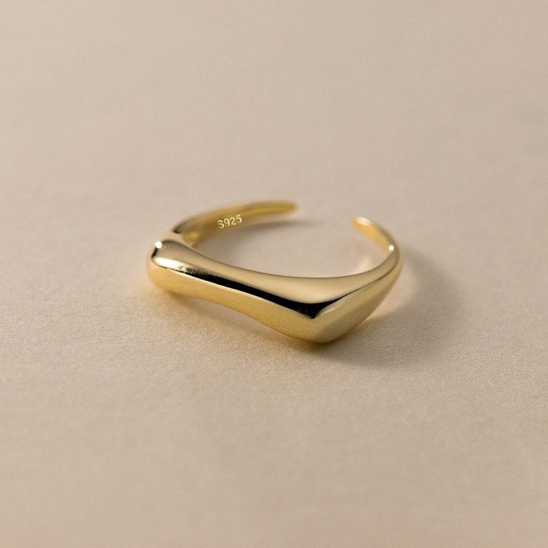 925 Sterling Silver Rings For Women Geometric Fine Jewelry Finger Adjustable Gold Interware CZ Ring For Party Birthday Gift