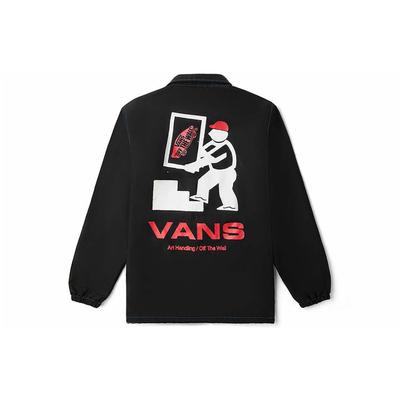 Vans X Kazuki Fun Print Logo Hip-Hop Streetwear Sports Collar Jacket Men Jacket Black VN0A5H6KDNV