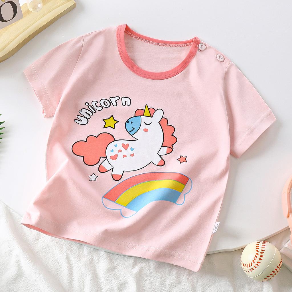 Children's Short Sleeve Pure Cotton Summer New Boy's T-shirt Baby Cartoon Girl Short Sleeve Korean Version of Top for Children