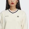adidas Originals x Sporty & Rich в полоску с логотипом бренда, укороченный свитер с v-образным вырезом, женский свитер, белый IN5247