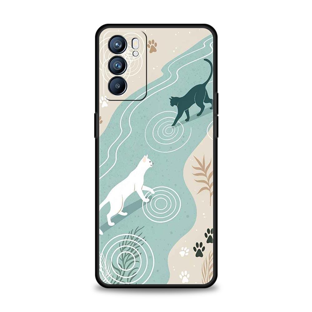 Абстрактный Креативный Кот Линия Чехол Для Телефона Для Oppo Reno 13 12 11 10 7 F Find X5 X6 A98 A80 A79 A78 A57 A54 A31 A17 Pro 5G Мягкий ТПУ
