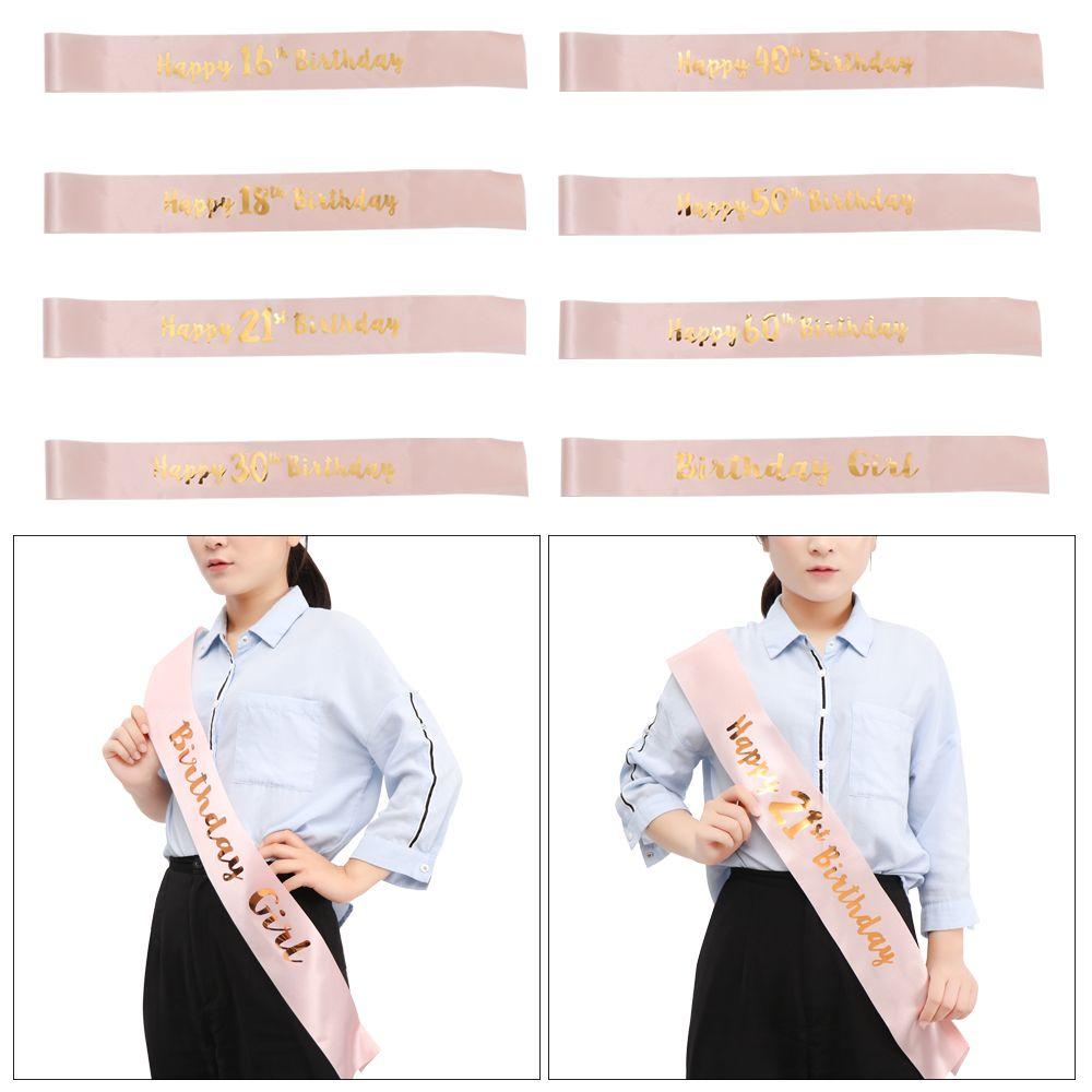 Party Decoration Rose Gold Mom Favor Gift Birthday Funny Sash Birthday Girl Happy 18/21/30/40/50/60