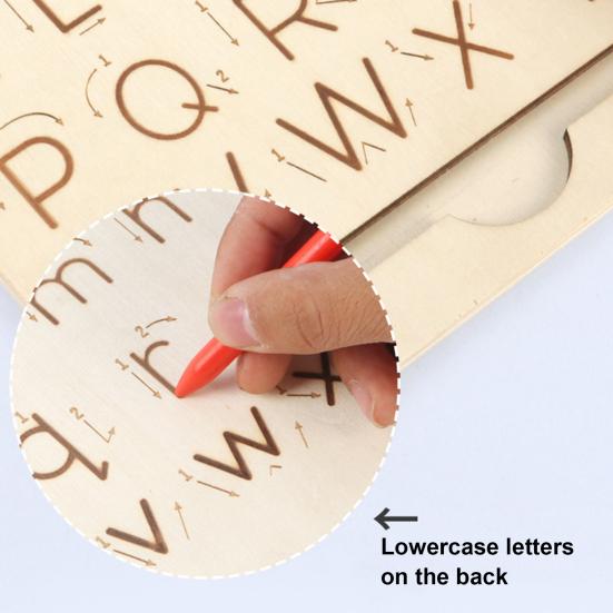 Деревянная доска для практики письма с буквами, двухсторонняя доска для прописи алфавита, обучающая доска для малышей дошкольного возраста, азбука