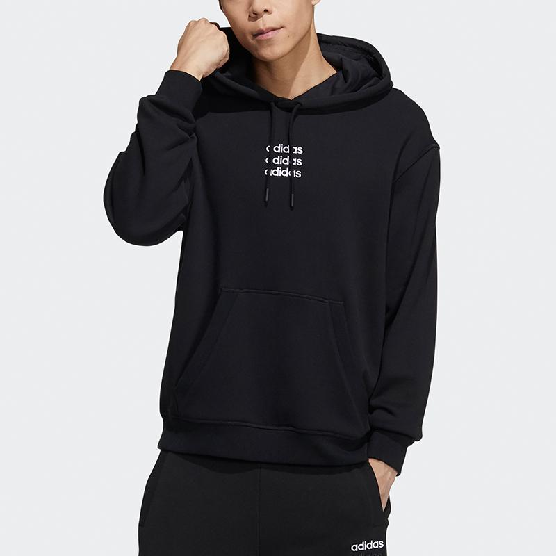 adidas Мужской пуловер Neo с принтом логотипа, черный GP4905