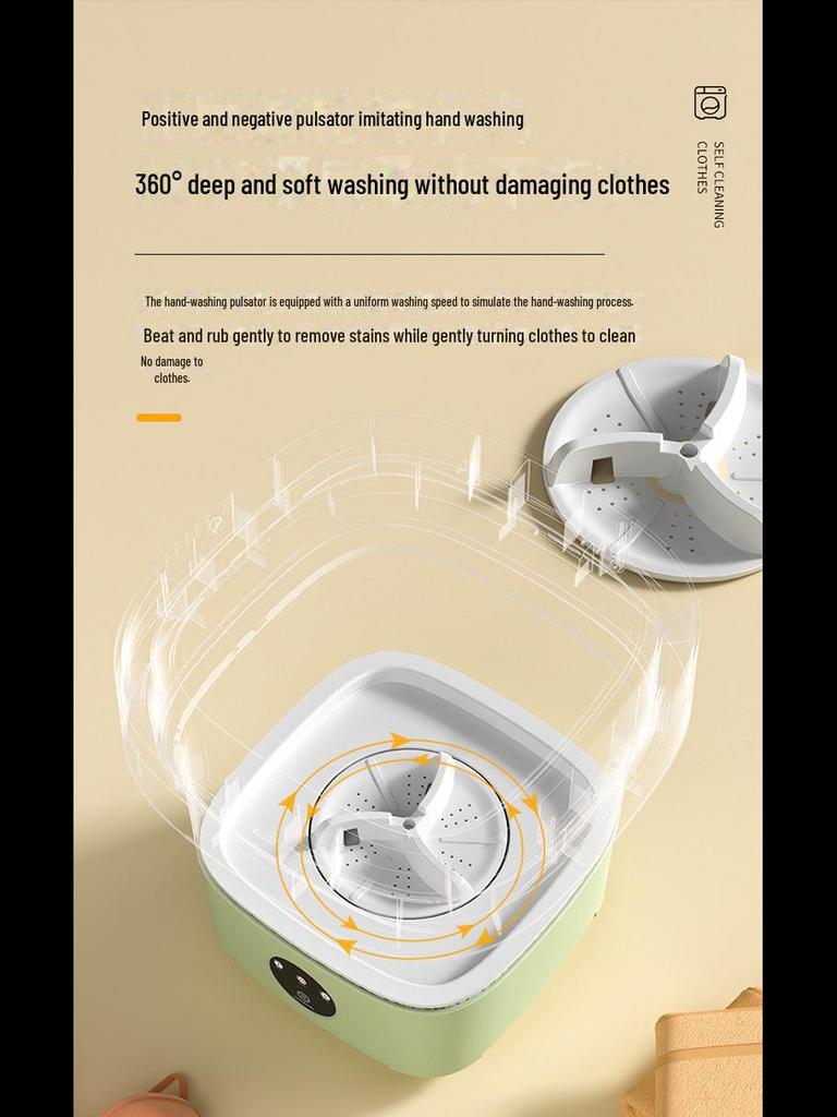 Compact Folding Washer & Dryer: Sterilizing Machine for Socks, Baby Clothes, and Dormitory Use