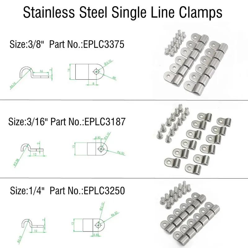 EPMAN Single Line Clamp Fuel Line Clamps 3/8"&3/16"& 1/4" SS 1 Pack Suit Fuel, Air, Electrical, Brake, Lines Etc EPLC3187