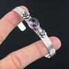 Natural Rainbow Mystic Topaz 925 Silver Bangle Flower Adjustable For Women