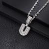 Zircon Inlaid Rock Sugar Initial Pendant Necklace - European & American Hip-Hop Style