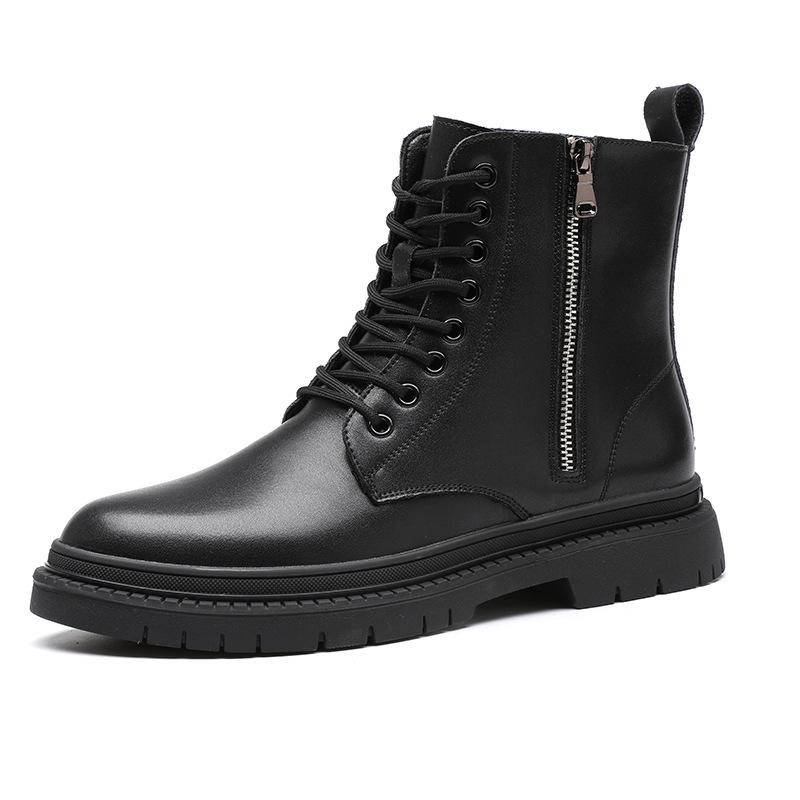 Fashion England style men boots black stylish original leather shoes cowboy autumn winter boot handsome platform high motorcycle botas