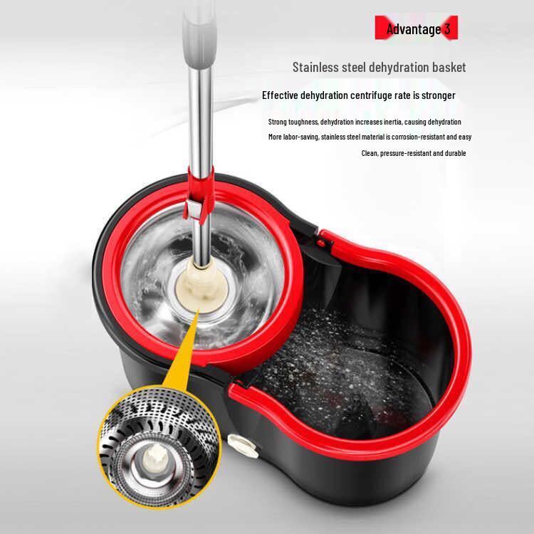 Вращающаяся швабра из нержавеющей стали двойного назначения со сменной насадкой