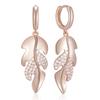 Уникальные длинные серьги-подвески в виде листьев для женщин, модные, цвета розового золота, с натуральным цирконом, роскошные, для повседневной носки, для вечеринок, подарок